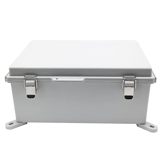 Watertight Electrical Junction Box with Mounting Plate, Clear Hinged Cover Stainless Steel Latch, Plastic Enclosure for Project Wall Bracket, IP67 13.8*9.8*5.9inch（350×250×150mm）