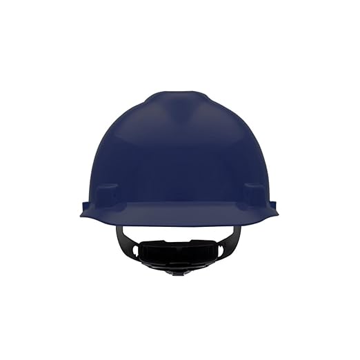 MSA 802973 V-Gard Cap Style Safety Hard Hat With Fas-Trac III Ratchet Suspension | Polyethylene Shell, Superior Impact Protection, Self Adjusting Crown Straps - Standard Size in Dark Canadian Blue