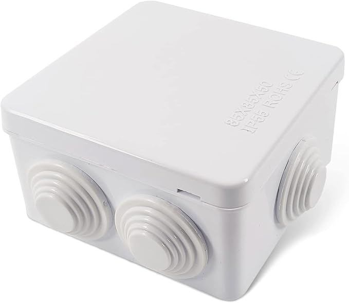 Sunnyglade ABS Plastic Electrical Junction Box IP55 Waterproof Universal Outlet Box Durable Outdoor Electrical Gang Box White （3.4 x 3.4 x 2 inch）
