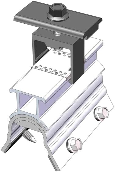 MageBracket RH Mid Clamp Mounting Kits for R-Panel Trapezoidal Metal Roof Solar Panel Module Mounting Racking Installation