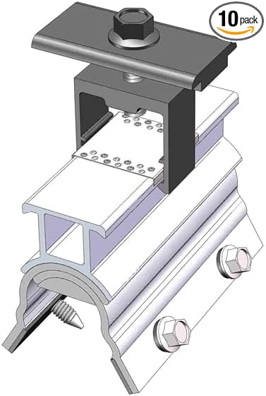 10 RL Mid Clamp MageBracket RL Mouting Kits for R-Panel Trapezoidal Metal Roof Solar Panel Module Mounting Racking Installation