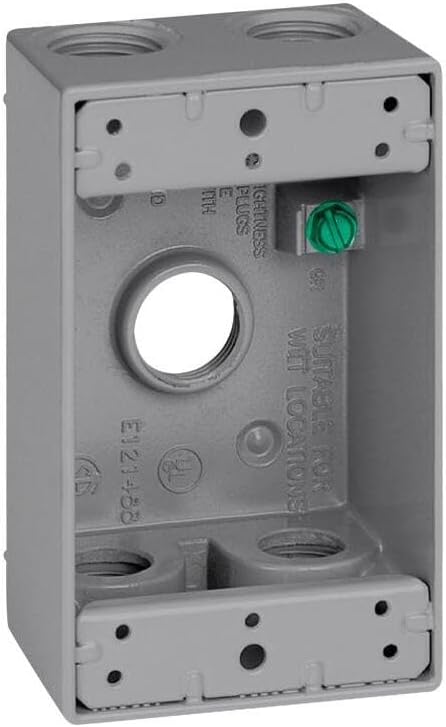 Sigma Engineered Solutions 14251-5 1/2-Inch 5 Hole 1-Gang Weatherproof Box, Gray