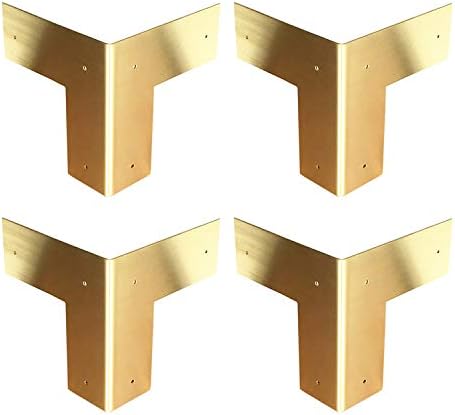 4Pcs Antique Pure Brass Heavy Duty Corner Protectors Braces Classical Furniture Tables and Chairs Cabinet Corner Guard (Gold)