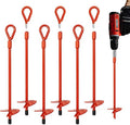 6 Pack 15" Ground Anchors Screw in with Drill, Heavy Duty 3" Wide Helix Spiral Earth Anchors for Camping, Tents, Sheds, Swing Sets, Car Ports, Canopies, Shelters, High Wind Trampoline Anchors