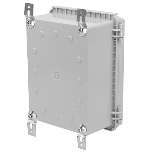 Zulkit Junction Box,IP67 Waterproof Electrical Box Hinged Cover Stainless Steel Latch Plastic Enclosure for Project with Mounting Plate Wall Bracket and 2 Cable Gland Grey 8.7"x6.7"x4.3"/220x170x110mm