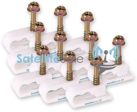 SatelliteSale Dual Siamiese Screw White Clips for Ethernet Internet Telephone Cable TV Wire Cable Management 100 Pcs