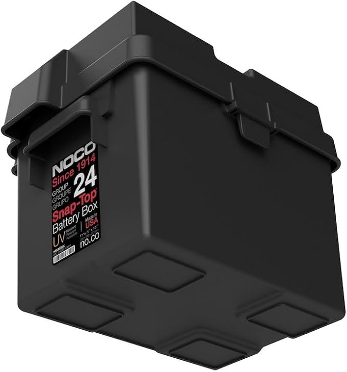 Battery Box Snap-Top Rugged Design Black Reinforced Plastic Fully Ventilated 10-1/2 Inch Length x 7.2 Inch Width x 9.6 Inch Height Internal Dimension
