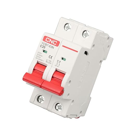 CNC AC Miniature Circuit Breaker, 20 Amp 120V/240V 2 Pole DIN Rail Mount Circuit Breaker, Thermal Magnetic Trip, Solar AC Disconnect Switch MCB (20Amp)