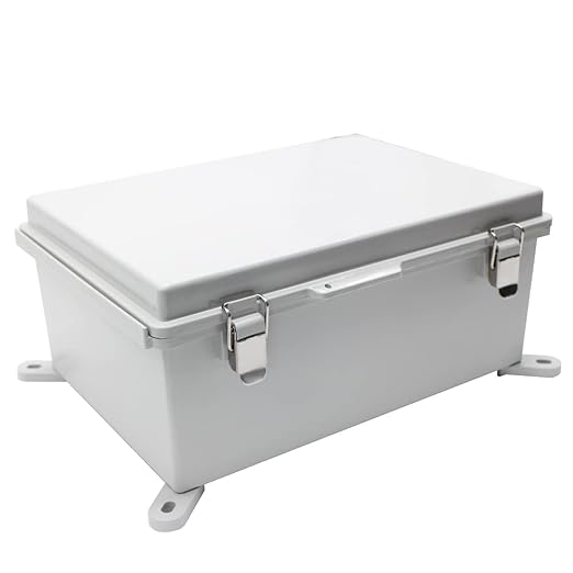 Watertight Electrical Junction Box with Mounting Plate, Clear Hinged Cover Stainless Steel Latch, Plastic Enclosure for Project Wall Bracket, IP67 13.8*9.8*5.9inch（350×250×150mm）