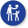 250 Keep Out of Reach of Children Icon 0.5" Hazard Warning Stickers Mandatory Action Blue Labels ISO Safety Symbol Reese's Law Labeling Requirement for Button Coin Battery Product Packaging