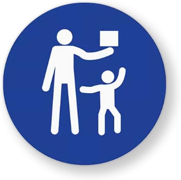 1,000 Keep Out of Reach of Children Icon 0.5" Hazard Warning Stickers Mandatory Action Blue Labels ISO Safety Symbol Reese's Law Labeling Requirement for Button Coin Battery Product Packaging