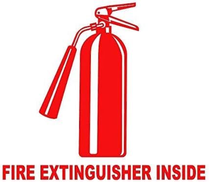 Fire Extinguisher Inside w/Symbol Trucking Business Vinyl Decal Sticker Red