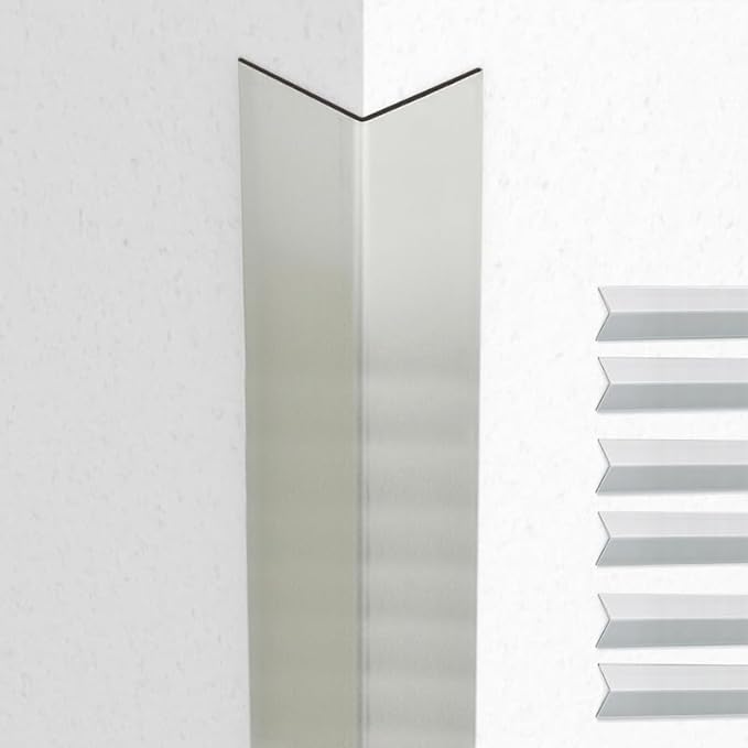 Proflex Wall Corner Protector - Brushed Aluminum 2 inch x 36 inch - Pack of 6 - Self Adhesive Corner Guards for Walls Edge Protection – Easy to Apply – No Tools Needed