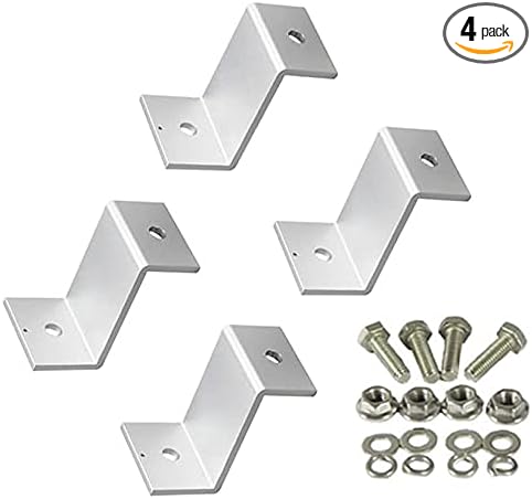 F-ber 1 Set (4pcs) Solar Panel Mounting Hardware Z Type Bracket Aluminum W/Stainless Bolt for RV Boat Off Grid 38mm Width Solar Panels (49*38*25mm/1.93"*1.5"*0.98")