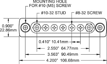 Blue Sea Systems 2304 100 Amp Mini BusBar with 5 screws, One size, Without Cover, Black