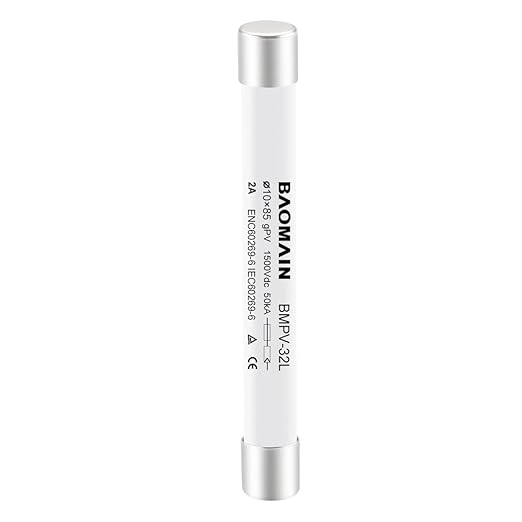 Baomain 5-Pack gPV Solar PV Fuse 2A 1500V DC, 10x85mm, 50kA Breaking Capacity, CE Listed for Photovoltaic Systems, Combiner Boxes (2 Amp.)