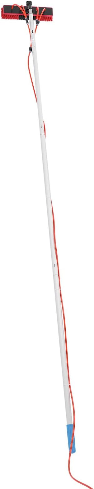 Solar Panel Cleaning Brush & Squeegee Kit, 32.81ft Long Reach Extendable Water Fed Pole Kit, Water Fed Window Cleaner Tool with 14" Brush, for Window Outdoor Roof Cleaner Kit (32.81FT Long)