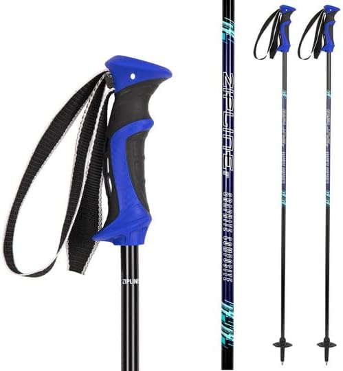 Zipline Lollipop 14.0 Graphite Carbon Composite Ski Poles – Lightweight, Durable, All-Mountain – Ergonomic Grip, Vibration Dampening, Ideal for Groomers and Freestyle. Choice of Skiers