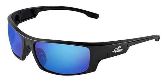 Bullhead Safety Dorado Safety Glasses with Dual Lenses, ANSI Z87+, Blue Light Glasses with UV Light Protection and Anti-Scratch Coating, Blue Revo Lenses, Matte Black Frame
