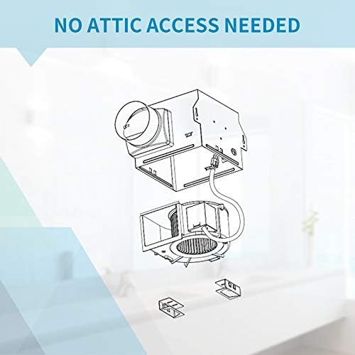 Tech Drive Very Quiet Bathroom Exhaust Fan - 80 CFM, 1.5 Sone, No Attic Access Needed, Energy Star Certified, Easy to Install,4-Inch Duct, Ceiling Mounted for Bathrooms Up to 85 Sq. Ft