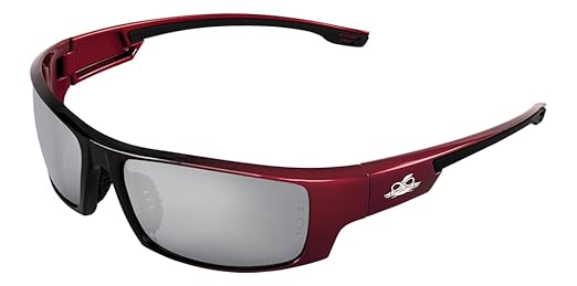 Bullhead Safety Eyewear Dorado Glasses - Lightweight, Impact/Scratch Resistant, UV Blocking Sunglasses for Hunting/Shooting, Outdoor Sports, Construction, Silver Mirror & Red/Black