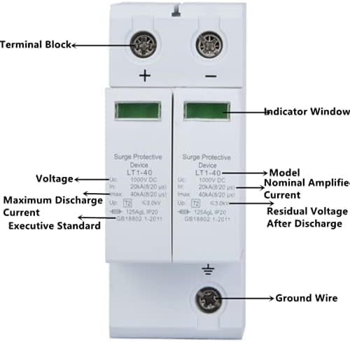 40KA Surge Protective Device, PC Flame Retardant Universal Surge Protection Device with 2P Installation Method for Circuit Breaker