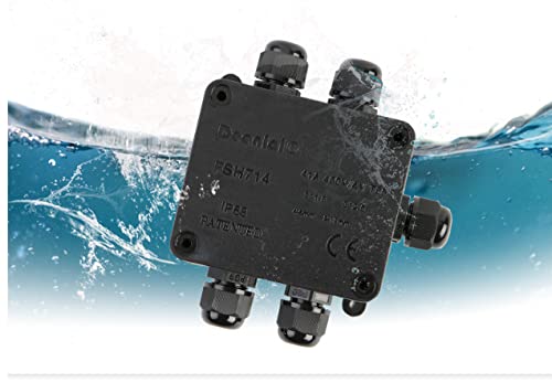 Junction Box Waterproof ,Outdoor Junction Box, Waterproof Electrical Junction Box, IP68, 3way, 4 Way, 5 Way Black (Black 5 Way)
