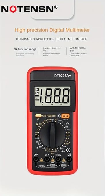 DT9205A+ Digital Multimeter, 1000V True RMS Auto-Ranging Voltmeter, Professional Electrician Tools with Temperature/Diode/Continuity Test, Anti-Burn & Full Protection for Home/Car/Industrial Use