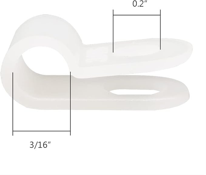 Cable Clamp R-Type Cable Clip Wire Clamp 3/16" Nylon Screw Mounting Cord Fastener Clips with Screws for Wire Management - White - 50 Pcs