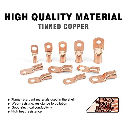 8pcs 4/0 Awg - 1/2" (M12) Sanuke Wire Lugs Ring Terminal Connectors Ends Heavy Duty for Battery Cable Lug Wire Electrical Eyelets with 3:1 Dual Wall Adhesive Heat Shrink