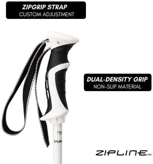 Zipline Lollipop 14.0 Graphite Carbon Composite Ski Poles – Lightweight, Durable, All-Mountain – Ergonomic Grip, Vibration Dampening, Ideal for Groomers and Freestyle. Choice of Skiers