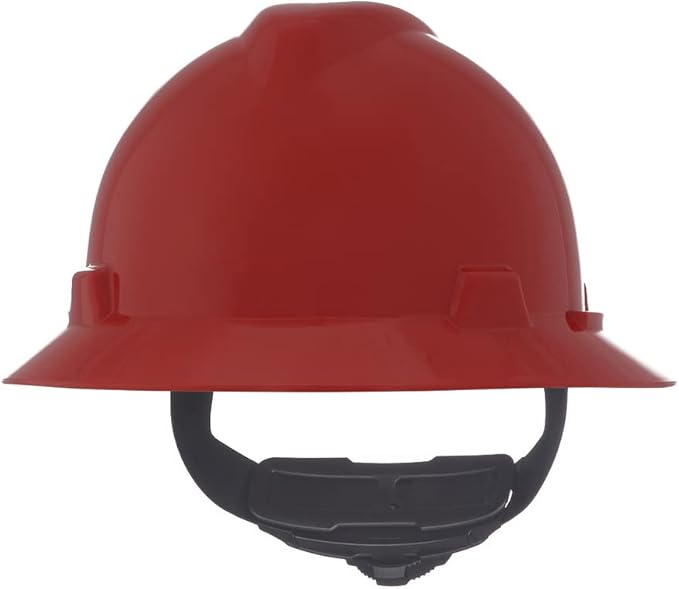 MSA V-Gard Full-Brim Hard Hat with Suspension - Polyethylene Shell, Superior Impact Protection and Self Adjusting Crown Straps - Standard Size Hard Hat