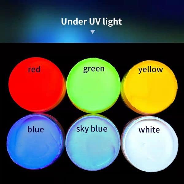 MizoArt SIX Color Invisible UV Paint Set For Indoor/Outdoor Use or Invisible UV Black light Paint Set 0.7oz/pot