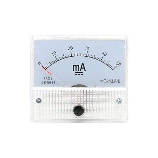 85C1 DC Pointer Ammeter Analog Meter 50MA Rectangle Panel Mounted Current Meter Ammeter Tester 0-50 mA DC 85C1 65 * 56MM