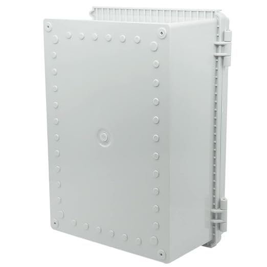 Zulkit Junction Box ABS Plastic Dustproof Waterproof IP67 Electrical Boxes Hinged Shell Outdoor Universal Project Enclosure Grey, Stainless Steel Buckles 13.8 x 9.8 x 5.9 Inch