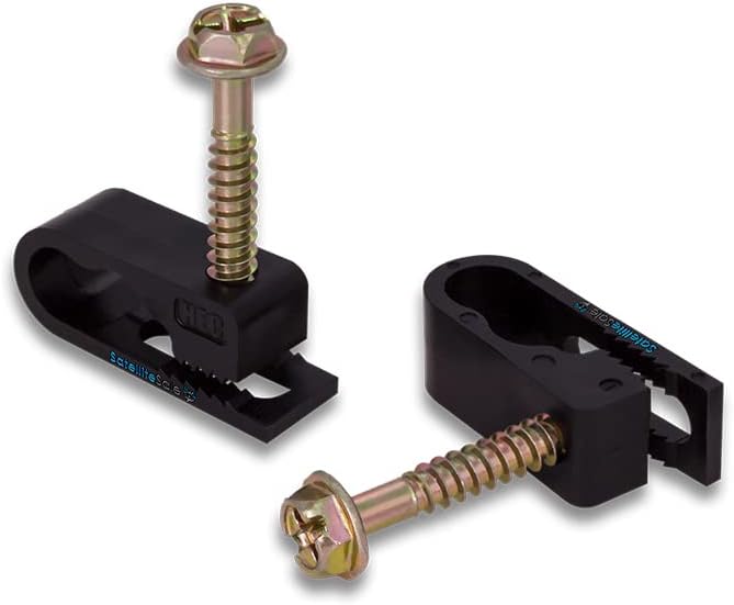 SatelliteSale Dual Siamiese Screw Black Clips for Ethernet Internet Telephone Cable TV Wire Cable Management 100 Pcs