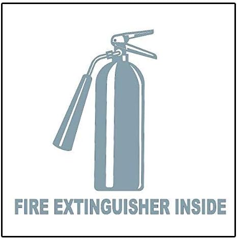 Fire Extinguisher Inside w/Symbol Trucking Business Vinyl Decal Sticker Silver