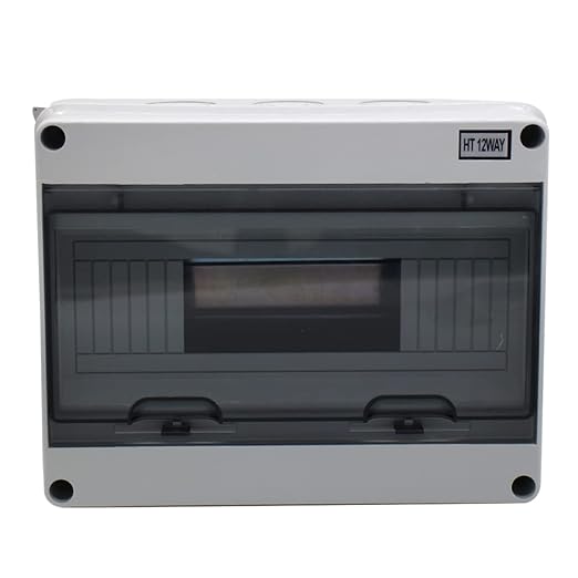 ABS Distribution Protection Box for Circuit Breaker, 12 Way Waterproof Outdoor Power Distribution Box DIN Rail Junction Box for Indoor Wall MCB