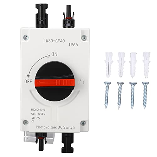 Solar PV DC Switch 1500V 32A, DC Miniature Circuit Breaker IP66 Solar Combiner Box for Solar Panel System RV (Basic Type)
