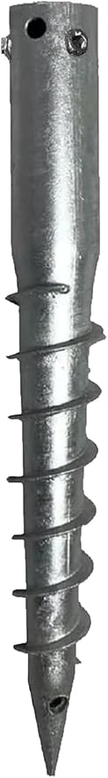 Ashman Ground Screw Round Posts (4 Pack), Outdoor No Dig Ground Screw Anchor with helical Spiral, 21" Inch Long - Fits Round Post & Flag Pole Base Ground Mount Screw in Post Stake, Mailbox Posts.