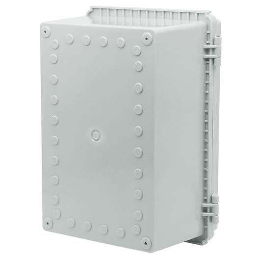 Zulkit Junction Box ABS Plastic Dustproof Waterproof IP67 Electrical Boxes Hinged Shell Outdoor Universal Project Enclosure Grey, Stainless Steel Buckles 11.4 x7.5 x 5.5 Inch