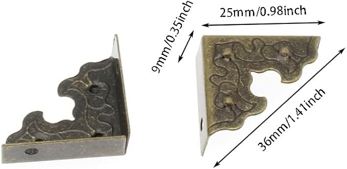 Vintage Corner Protectors 24 Pcs Antique Bronze Triangle Metal Edge Guards for Wooden Jewelry Gift Boxes with Mounting Screws