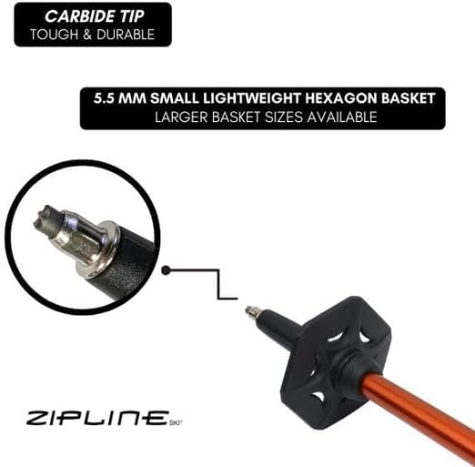 Zipline Lollipop 14.0 Graphite Carbon Composite Ski Poles – Lightweight, Durable, All-Mountain – Ergonomic Grip, Vibration Dampening, Ideal for Groomers and Freestyle. Choice of Skiers