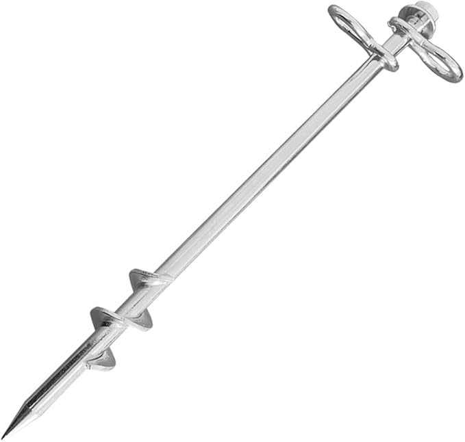 Ground Anchors Screw in 6 Pack-12 Inch Double Arbitrary Direction Galvanized Tent Stakes Kit for Swing and Trampoline Set High Wind Solid Metal Hex Head Dog Tie Out Stake
