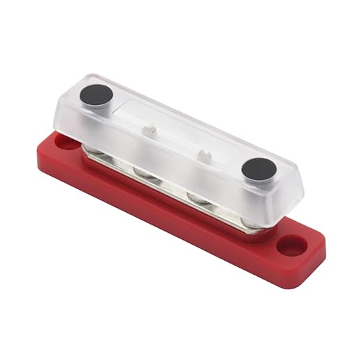Gloaso Bus Bar Power Distribution Blocks 12V 100A 4 x 3/16" Posts Terminals, Marine Buss Bar, 12 Volt-48V DC Copper Battery Busbar for Trailer RV Solar Boat Car Trucks | Flame Retardant Base | Red