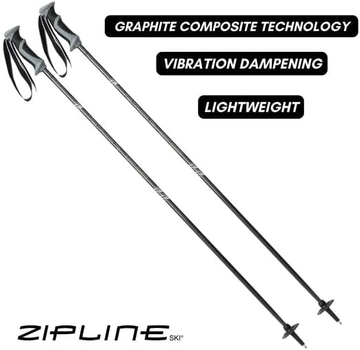 Zipline Lollipop 14.0 Graphite Carbon Composite Ski Poles – Lightweight, Durable, All-Mountain – Ergonomic Grip, Vibration Dampening, Ideal for Groomers and Freestyle. Choice of Skiers