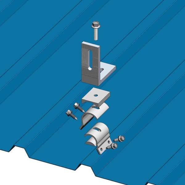 4 MageBracket RH with L Bracket R-Panel Trapezoidal Metal Roof Mounting Racking Rib Brackets Clamps for Solar Panel Module Installation