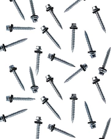 Metal Roofing Screws 1-1/2" Galvanized Hex Head Sheet Metal Screws, Metal to Wood Siding Screws, Self Tapping Screw with EPDM Washer for Corrugated Roofing (300Pcs)