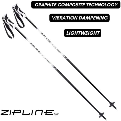 Zipline Lollipop 14.0 Graphite Carbon Composite Ski Poles – Lightweight, Durable, All-Mountain – Ergonomic Grip, Vibration Dampening, Ideal for Groomers and Freestyle. Choice of Skiers
