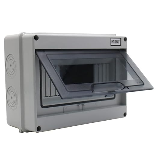Distribution Protection Box with DIN Rail IP65 ABS Transparent Clear Cover Power mcb Distribution Box for Circuit Breaker Indoor on The Wall 8 Way